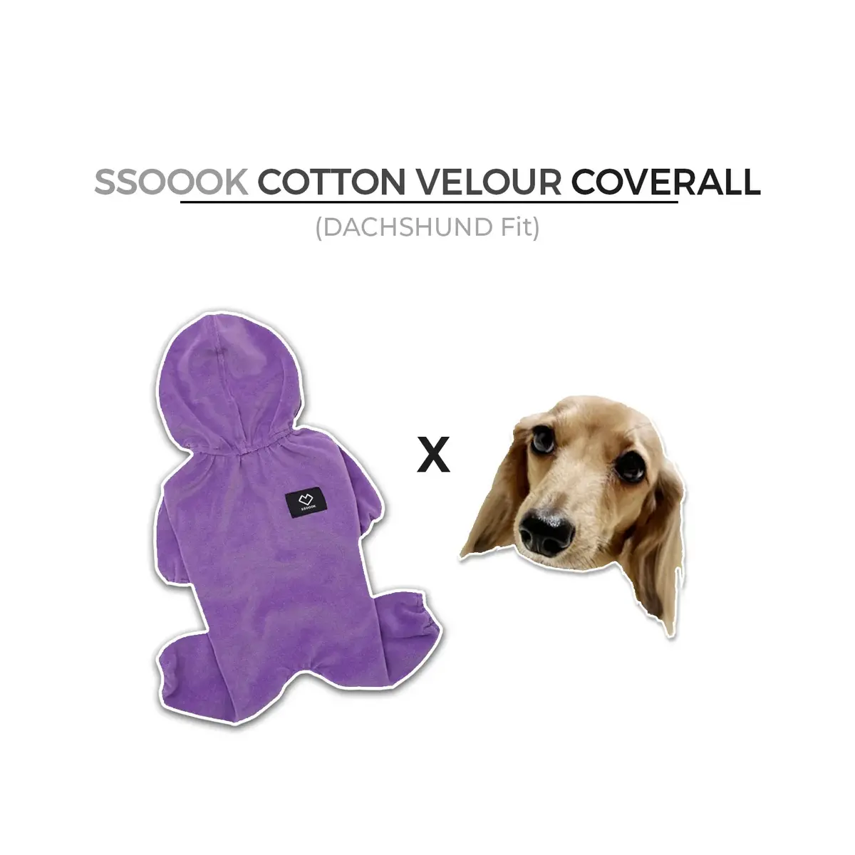 Velour Coverall Onesie For Dogs - Dachshund Fit (In Purple, Ivory, Or Black) 1