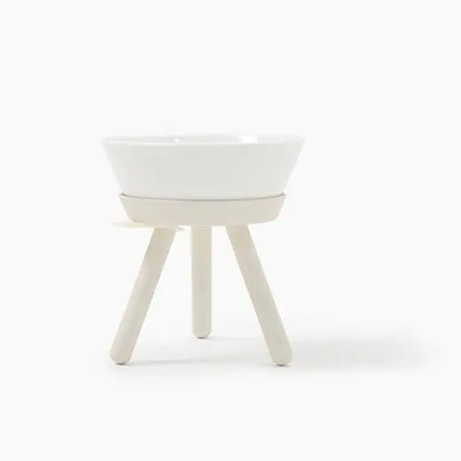 Elevated Oreo Ceramic Dog Bowl + Stand In White (Tall) 1
