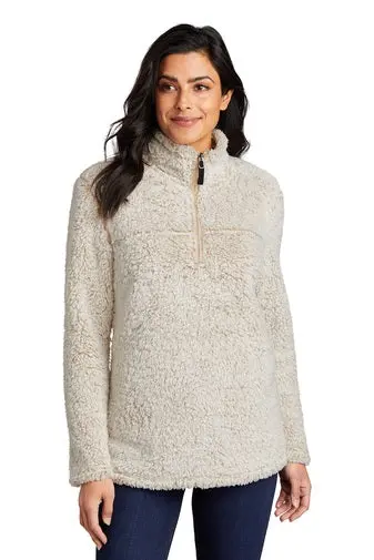 Ladies 1/4 Zip Sherpa Jacket Plain Or With Embrodiery 1