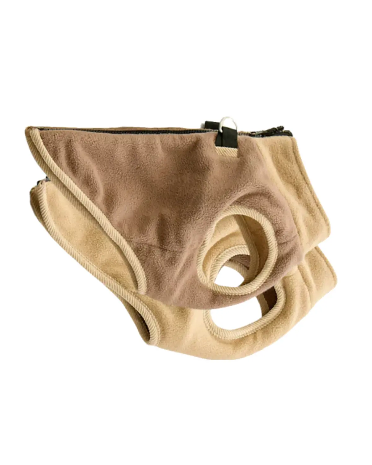 Zip Up Fleece Dog Harness Jacket In Toasted Almond 1