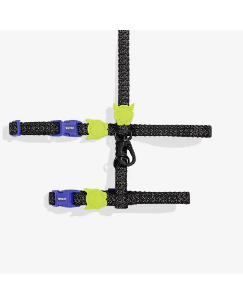 Cat Harness With Leash In Nox Black Reflective 1