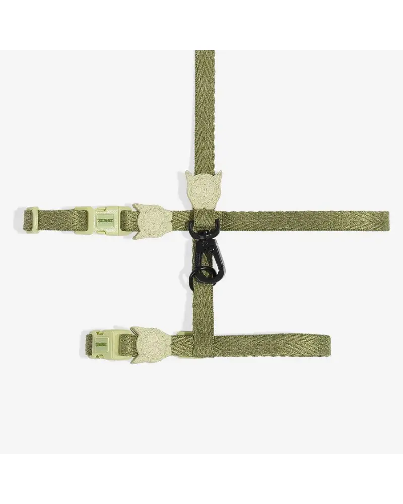Cat Harness With Leash In Moss 1