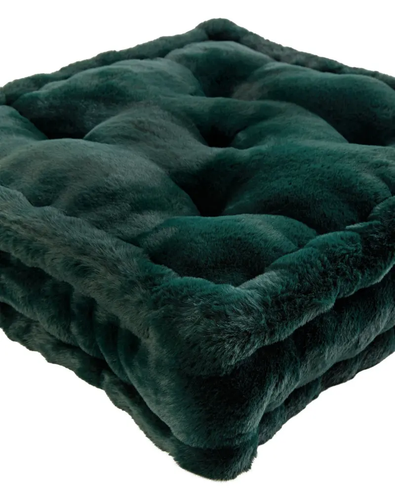 Claudia Faux Fur Mini Dog Floor Cushion In Emerald Green 1