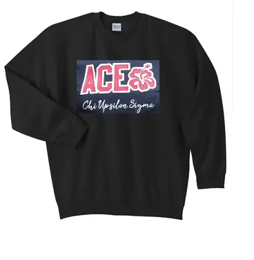 Chi Upsilon Sigma Black Word Crewneck 1