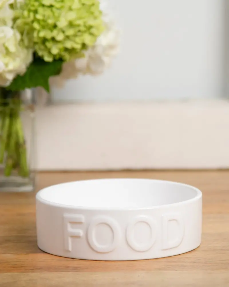 Classic Food Ceramic Pet Bowl In White (Final Sale) 1