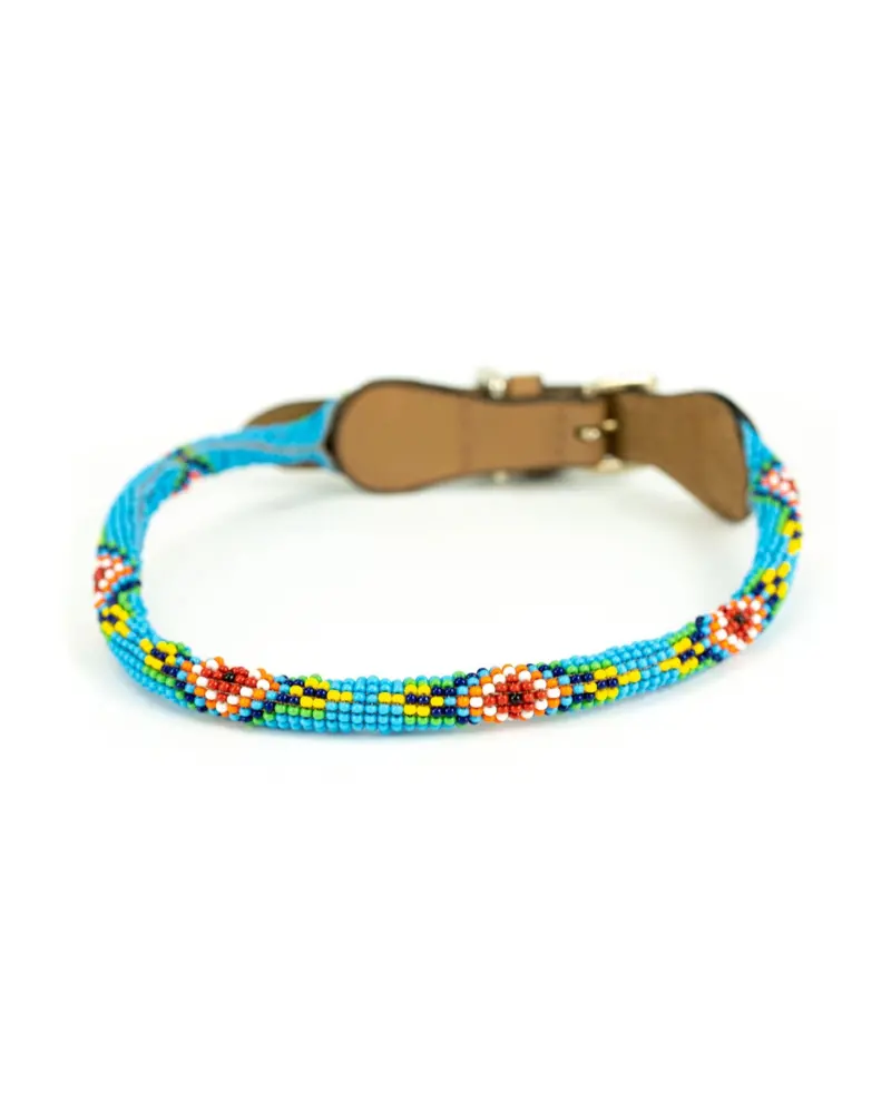 Blue Vogue Beaded Dog Collar (Rolled Or Flat) 1