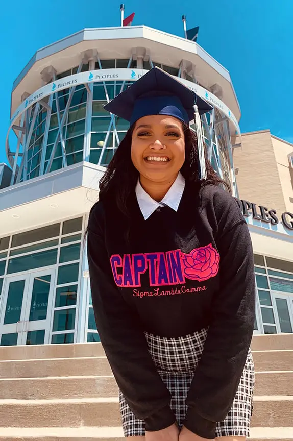 Sigma Lambda Gamma Word Crewneck With Rose 1