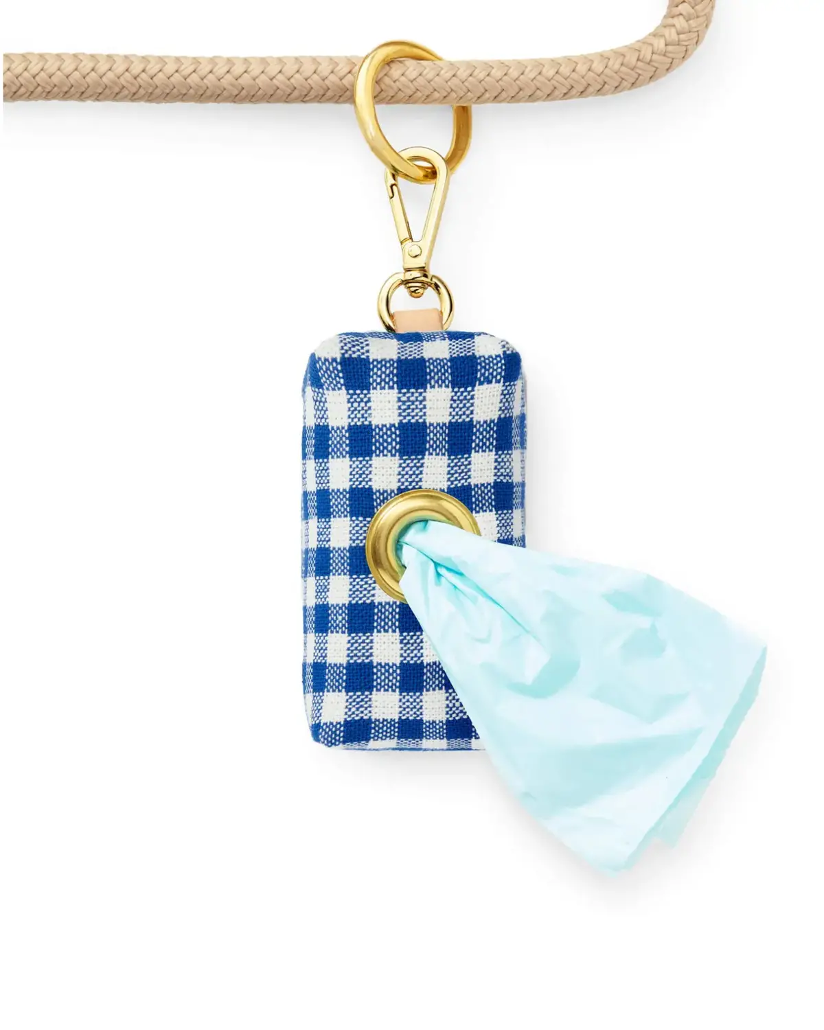 Lake Blue Gingham Waste Dog Bag Holder 1