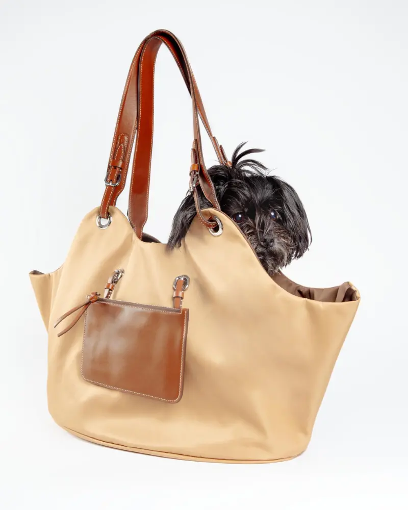 Tulip Reversible Nylon Dog Bag In Havana + Chocolate (Made In Italy) 1