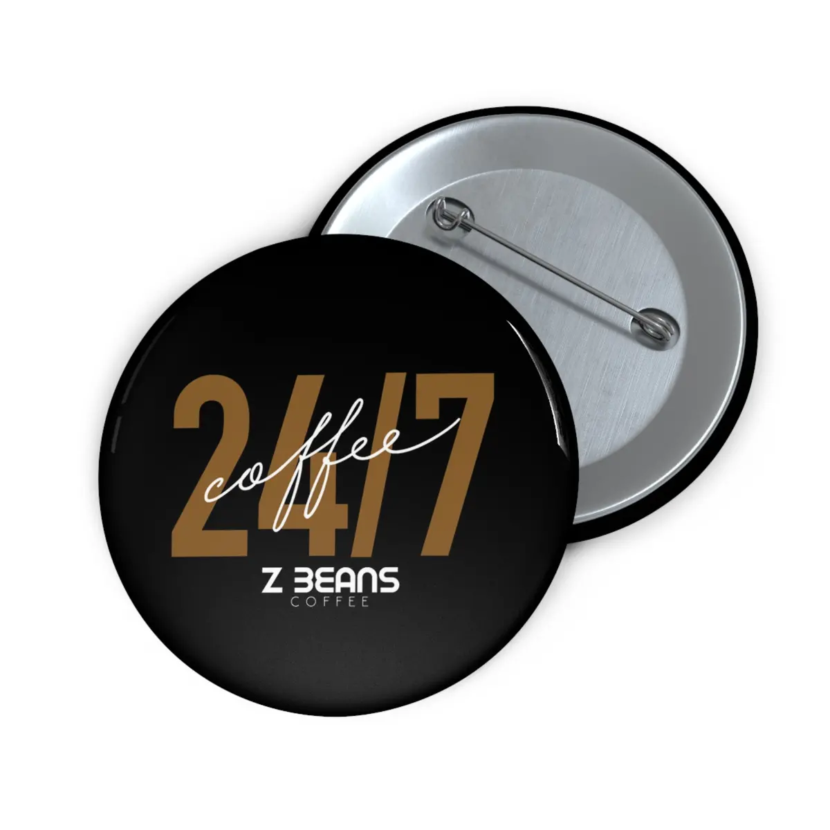 24/7 Coffee Pin Button 2