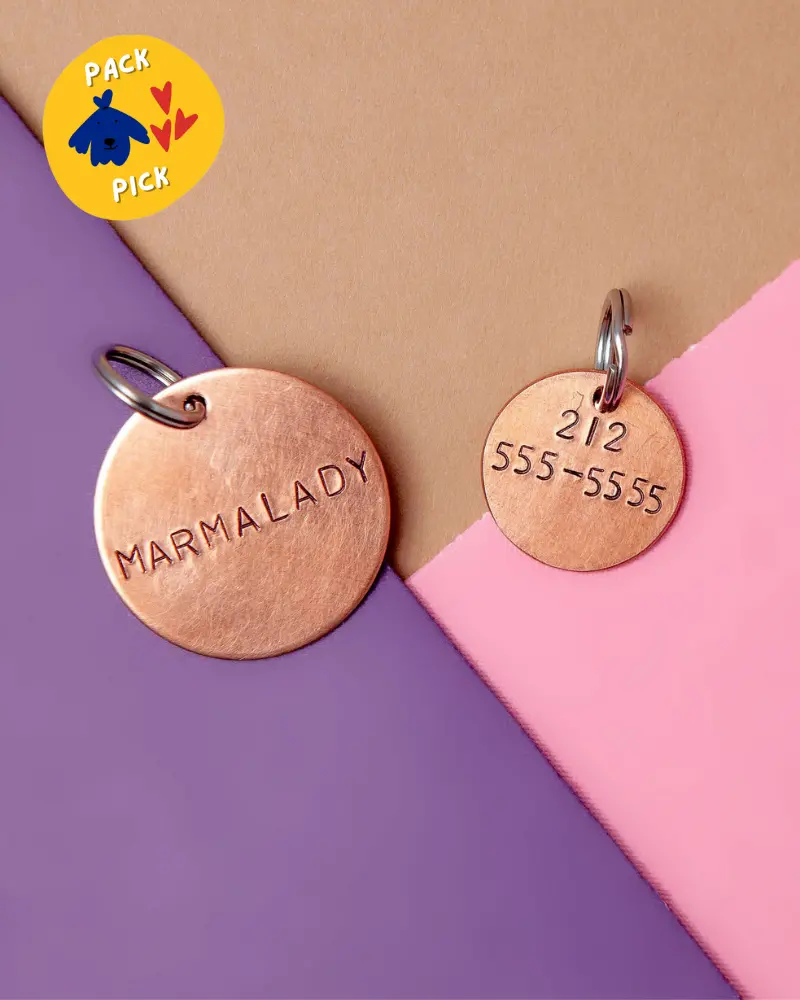 Custom-Stamped Round Pet Name Tag In Copper, Brass, Or Aluminum (Custom/Drop-Ship) 1