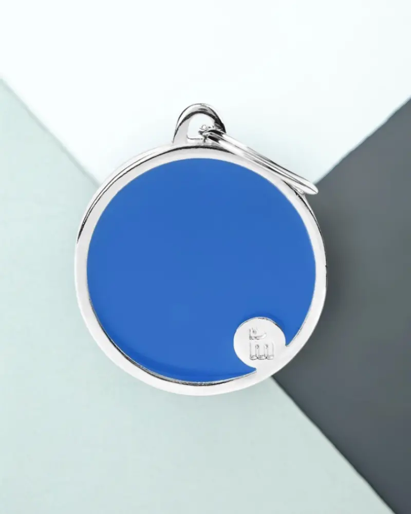 Handmade Circle Tag In Blue Custom Pet Id Tag 1