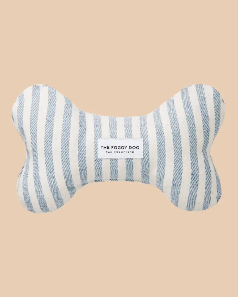 Upcycled Denim Stripe Bone Dog Squeaky Toy<Br>(Made In The Usa) 1