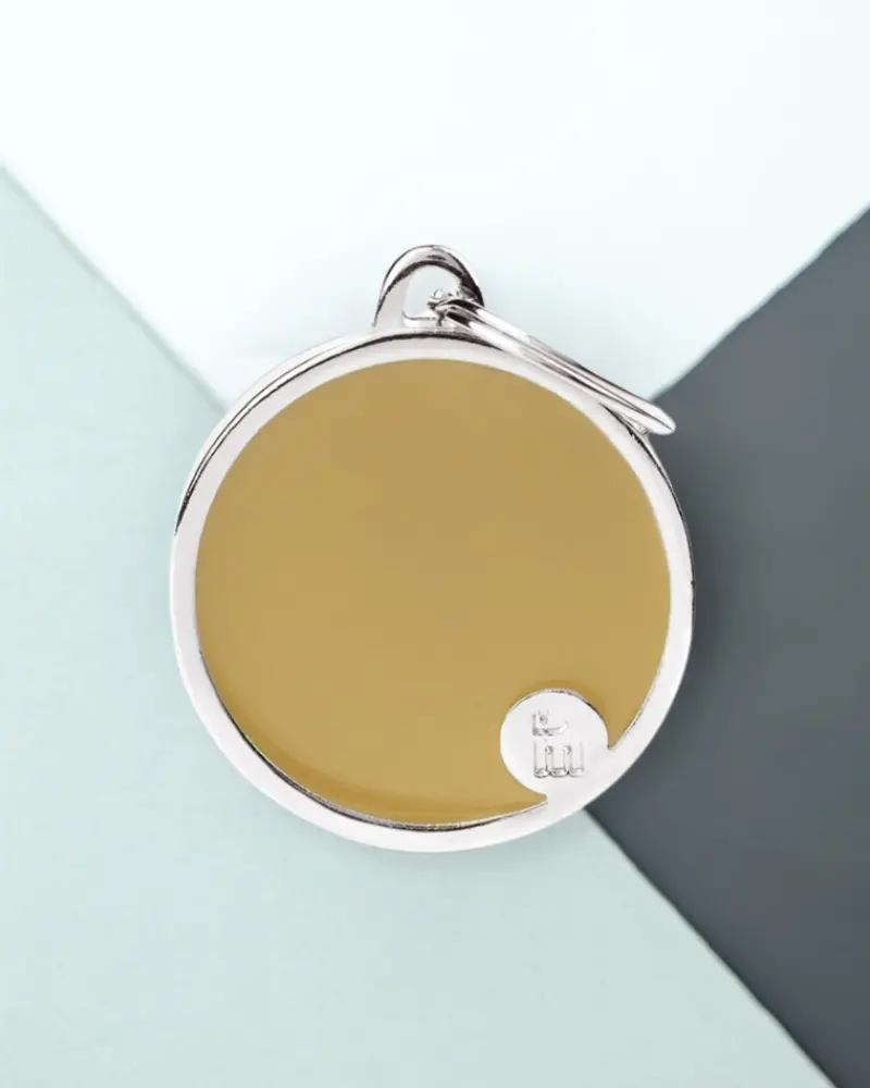 Handmade Circle Tag In Cappuccino Custom Pet Id Tag 1