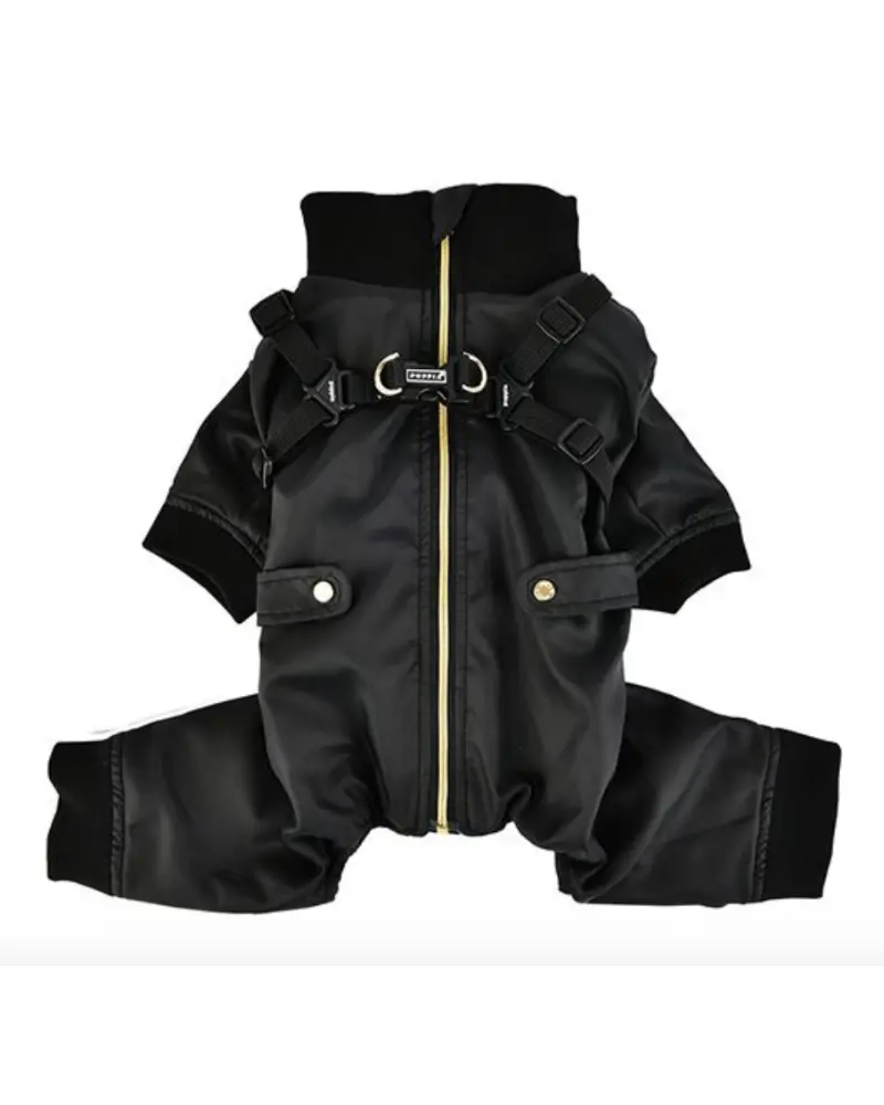 Garnett Winter Fleece Onesie With Harness In Black<Br><< Final Sale >> 1