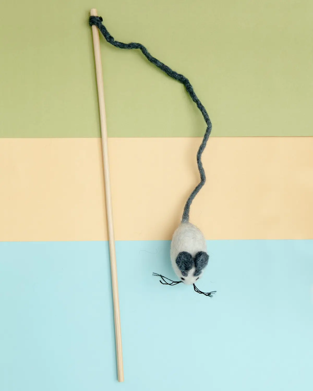 Mouse Cat Teaser Wand In Grey & White 1