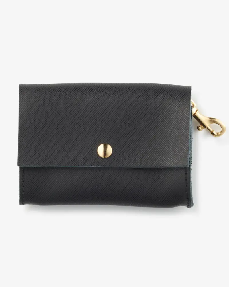 Classic Poop Bag Holder In Black Leather (Made In Italy) 1
