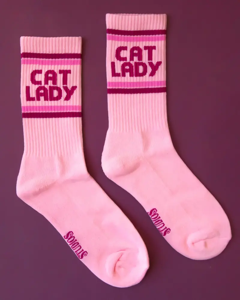 Cat Lady Striped Ribbed Crew Socks 1