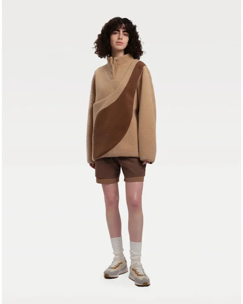 Fleece Pullover With Built-In Pet Pouch Carrier In Classic Tan 1