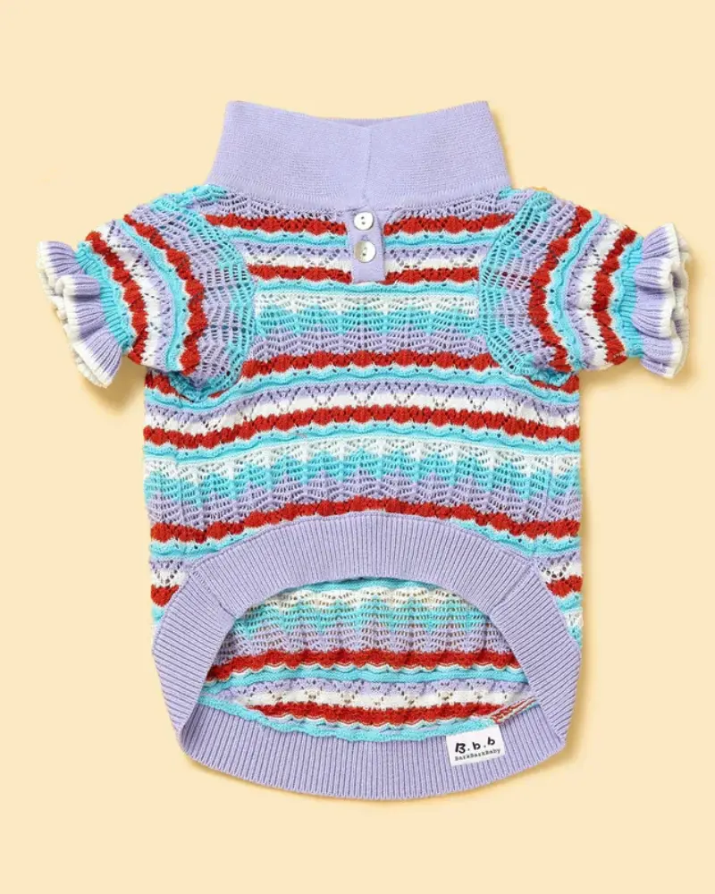 Lavender Ruffle Sleeve Crochet Shirt For Dogs 1