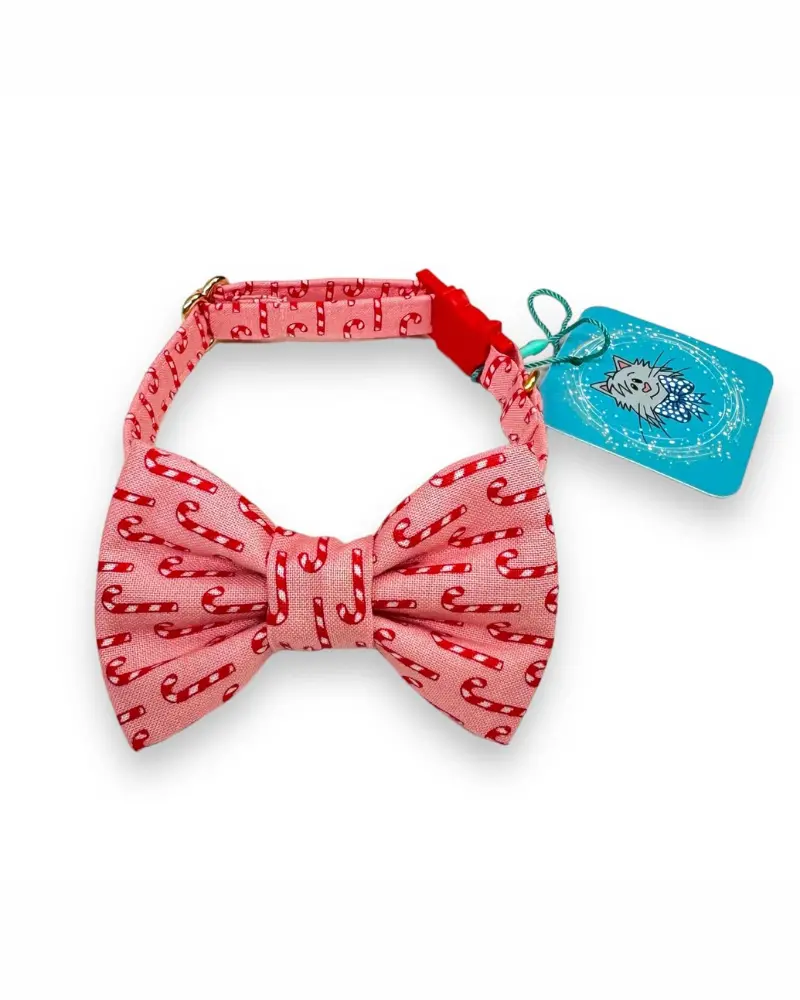 Candy Cane Cat Collar And Bowtie Set </Br> (Made In The Usa) 1