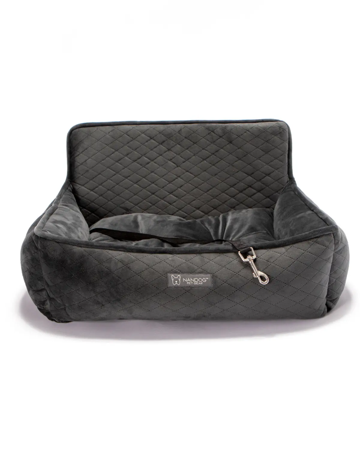 Dark Grey Quilted Dog Car Seat 1