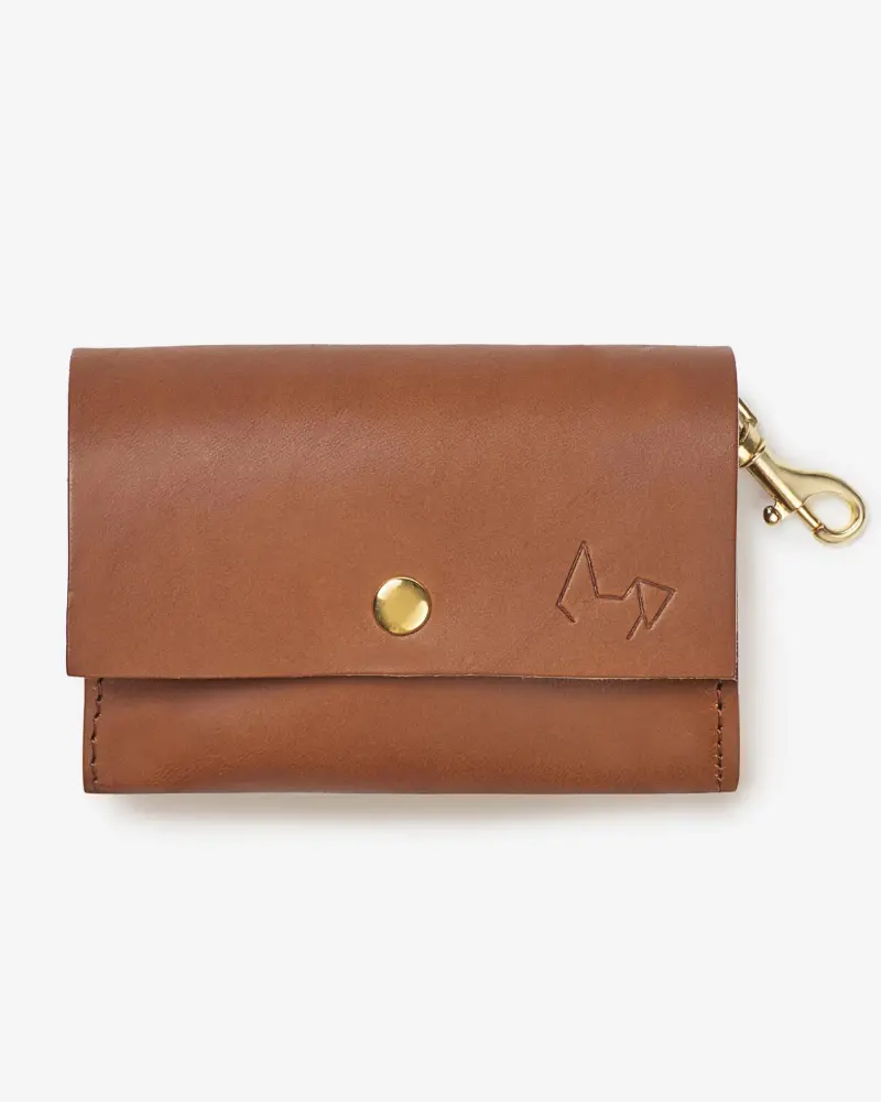 Classic Poop Bag Holder In Cognac Leather (Made In Italy) 1