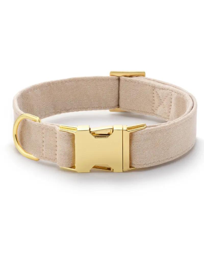 Cotton Dog Collar In Flax (Made In The Usa) 1