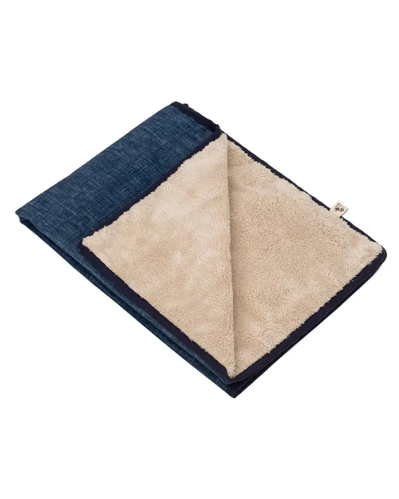 Denim Printed Plush Velour Dog Blanket 1