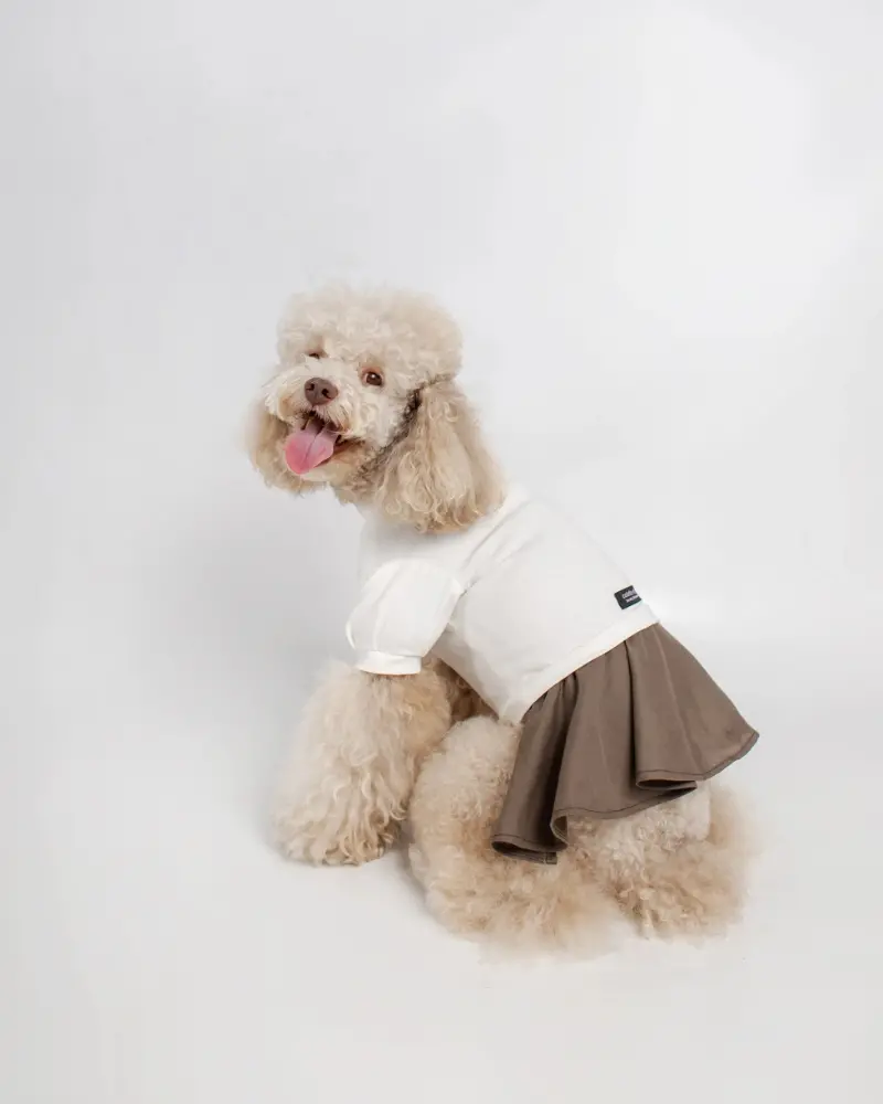 Soft Dog Dress In White & Brown (Final Sale) 1