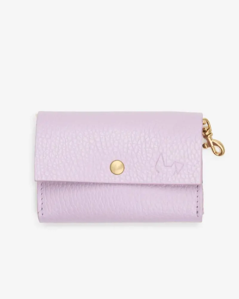 Classic Poop Bag Holder In Juno Lavender Cowhide Leather (Made In Italy) (Final Sale) 1