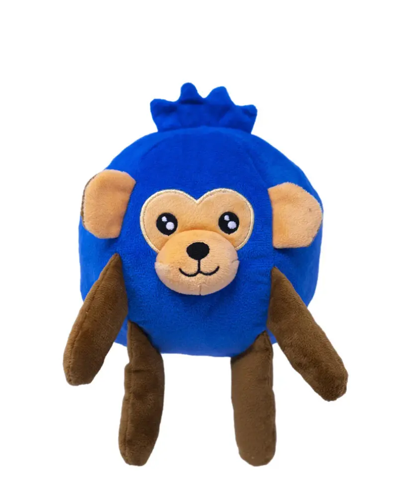 Blueberry Monkey Squeaky Plush Dog Toy 1