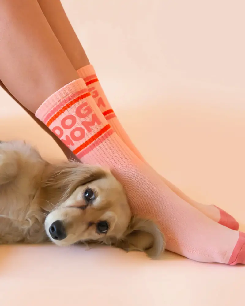Dog Mom Striped Ribbed Crew Socks 1