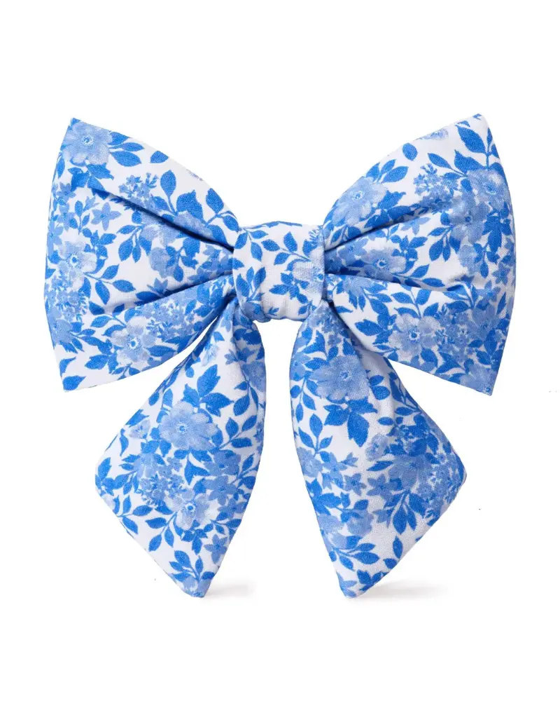 Blue Roses Spring Lady Dog Bow (Final Sale) 1