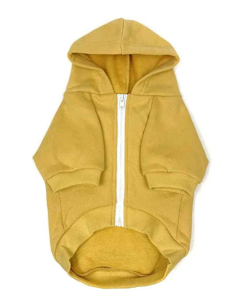 Zip Up Dog Hoodie In Mustard Yellow (Final Sale) 1