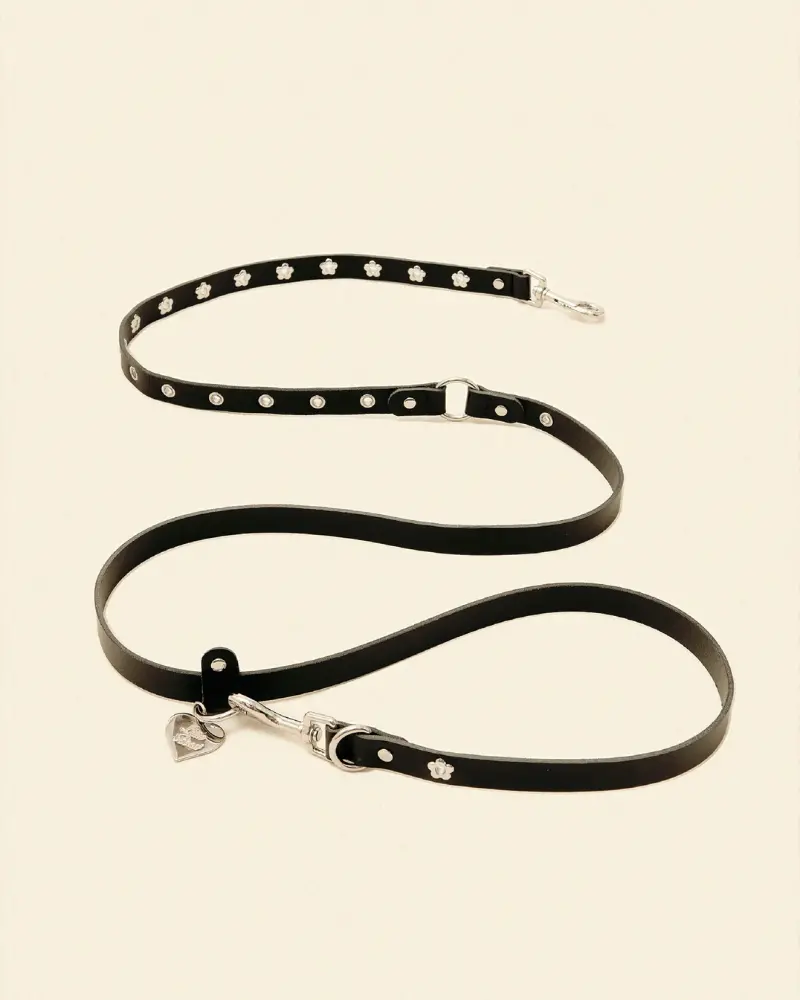 Flower Power Dog Leash In Midnight 1