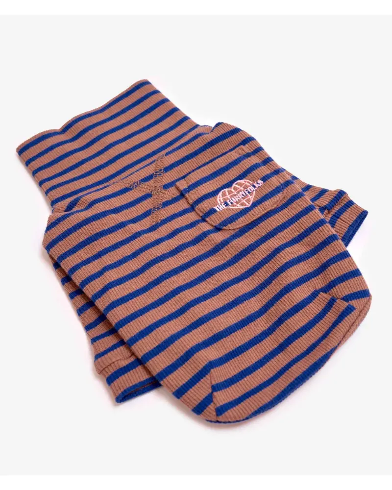 Stripe Dog Tee In Cobalt + Brown (Final Sale) 1