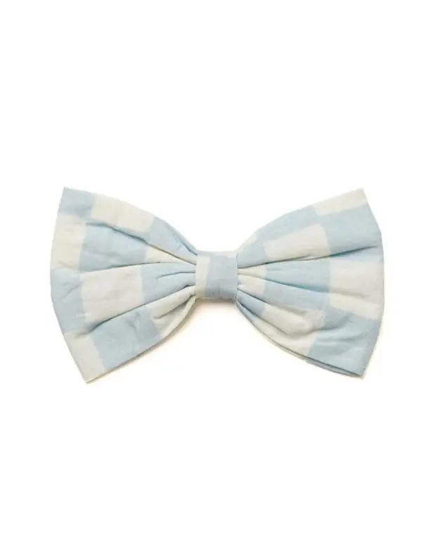 Sky Blue Check Dog Bow Tie (Final Sale) 1