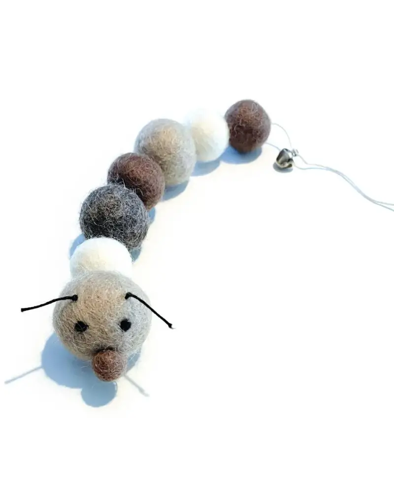 Brownie The Caterpillar Natural Wool Cat Toy 1