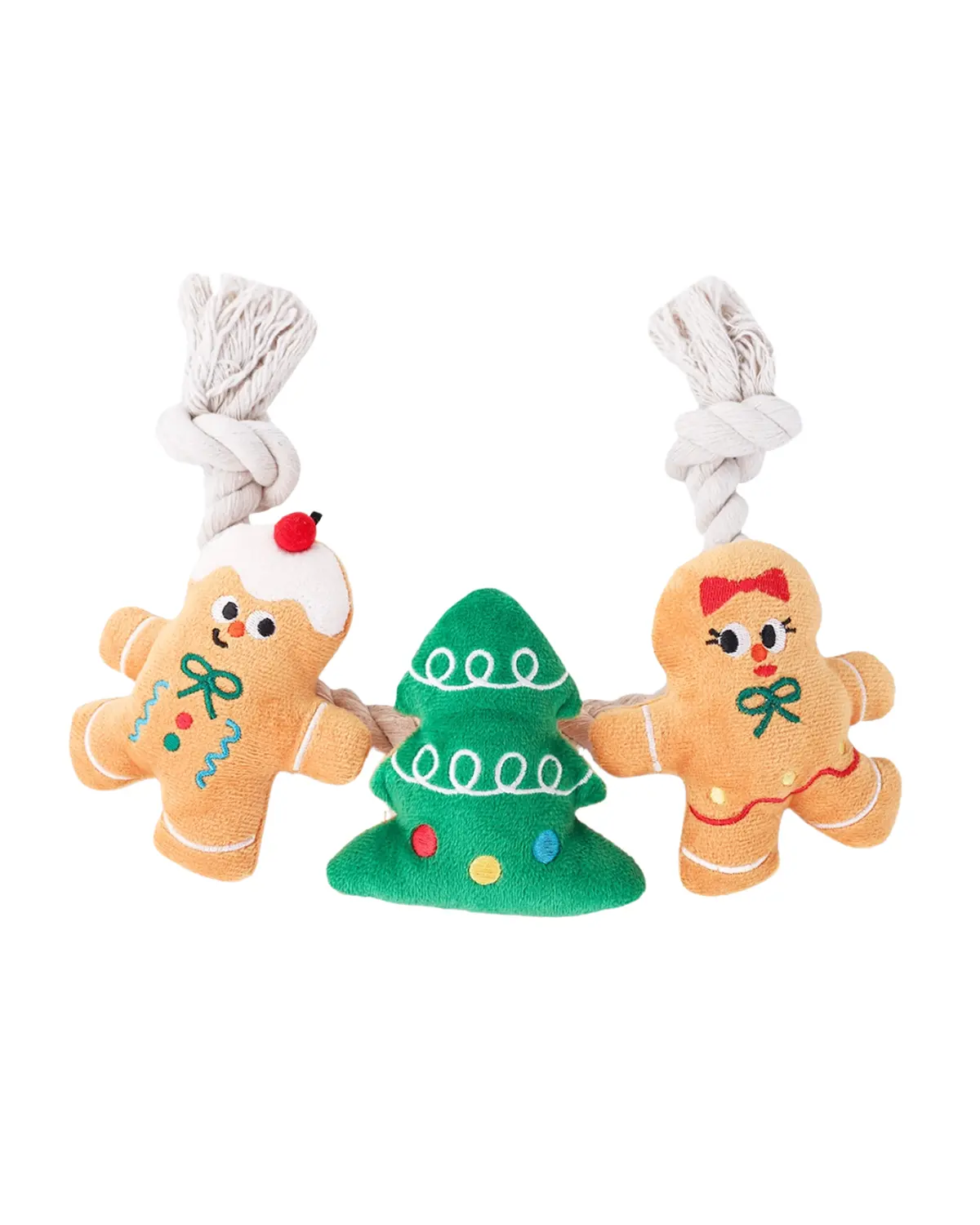 Happy Woofmas Holiday Gingerman Man Squeaky Dog Toy 1
