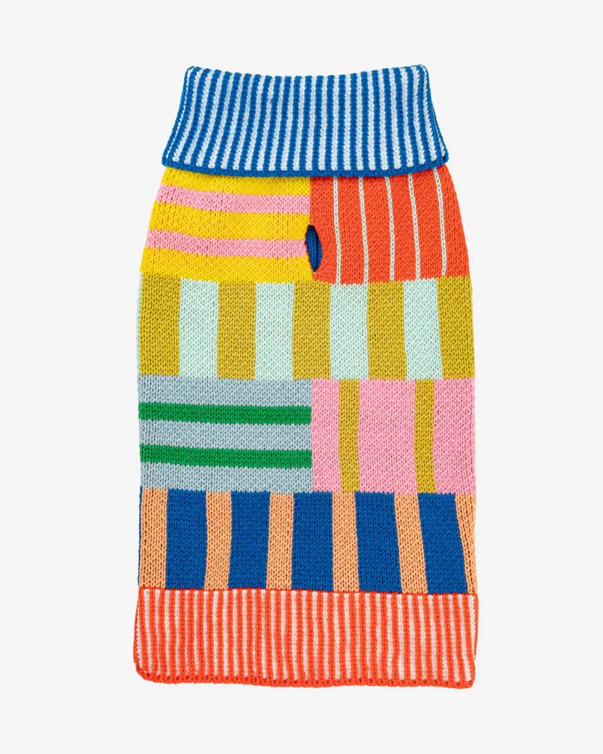 Patchwork Stripe Dog Sweater In Rainbow 1