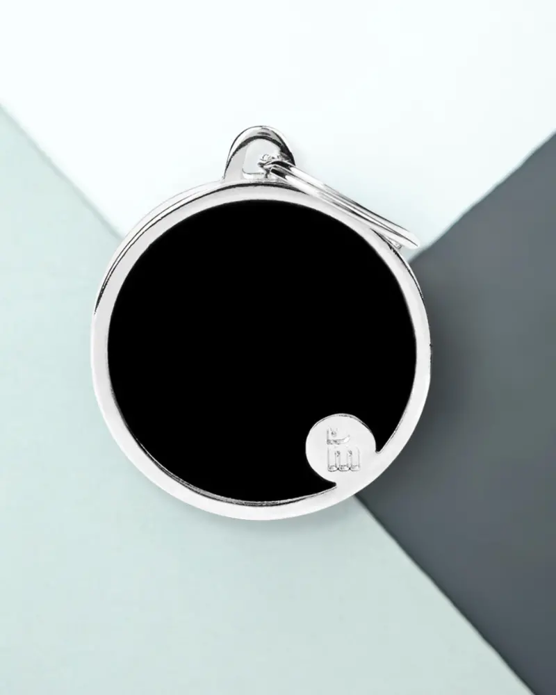 Handmade Circle Tag In Jet Black Custom Pet Id Tag 1
