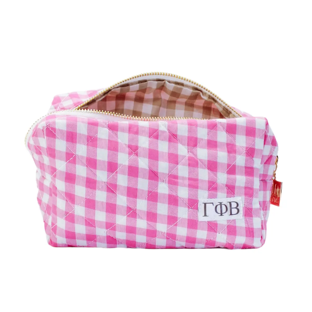 Gamma Phi Beta Gingham Quilted Makeup Bag 1