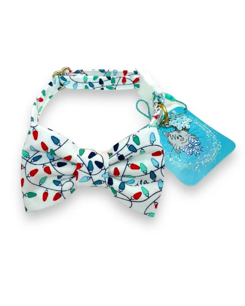 Christmas Lights Cat Collar And Bowtie Set </Br> (Made In The Usa) 1