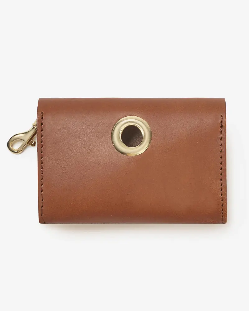 Classic Poop Bag Holder In Cognac Leather (Made In Italy) 2