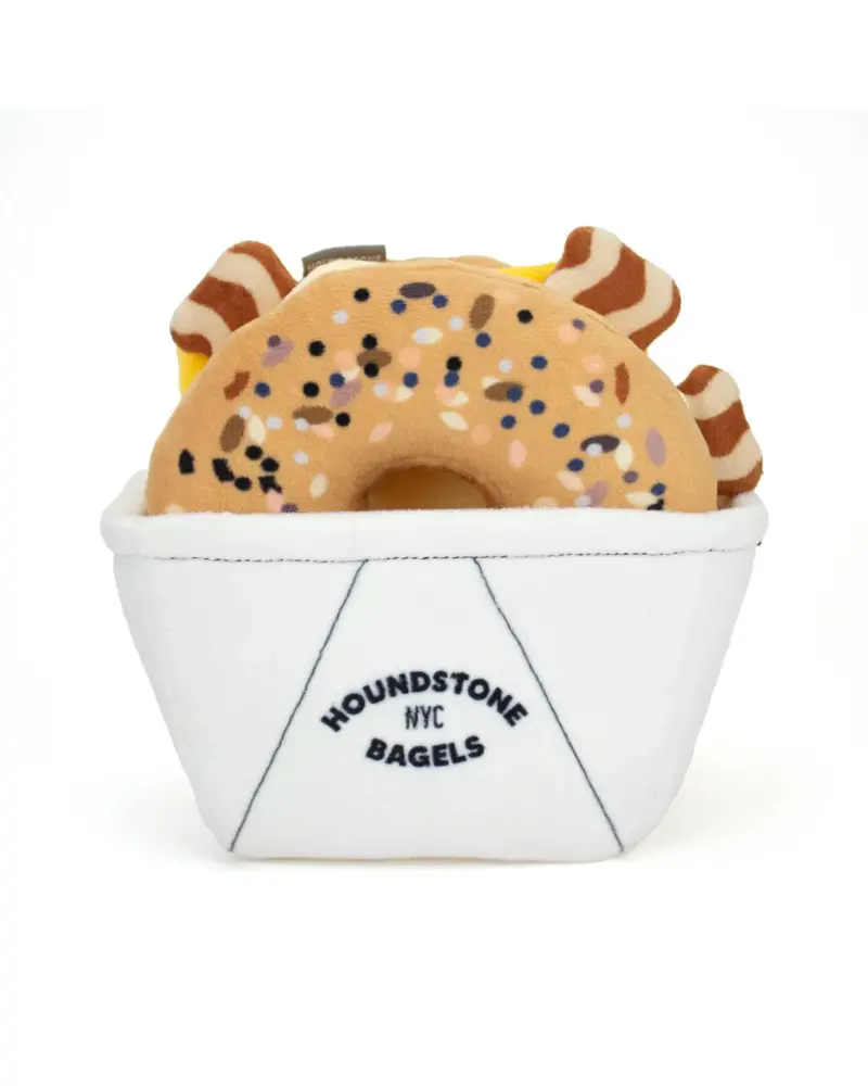 Bacon, Egg & Cheese Bagel Crinkly Snuffle Dog Toy 1