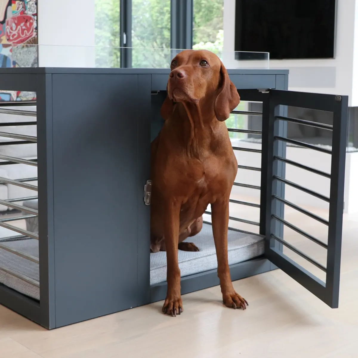 Moderno Dog Crate In Grey<Br>(Direct Ship) 1
