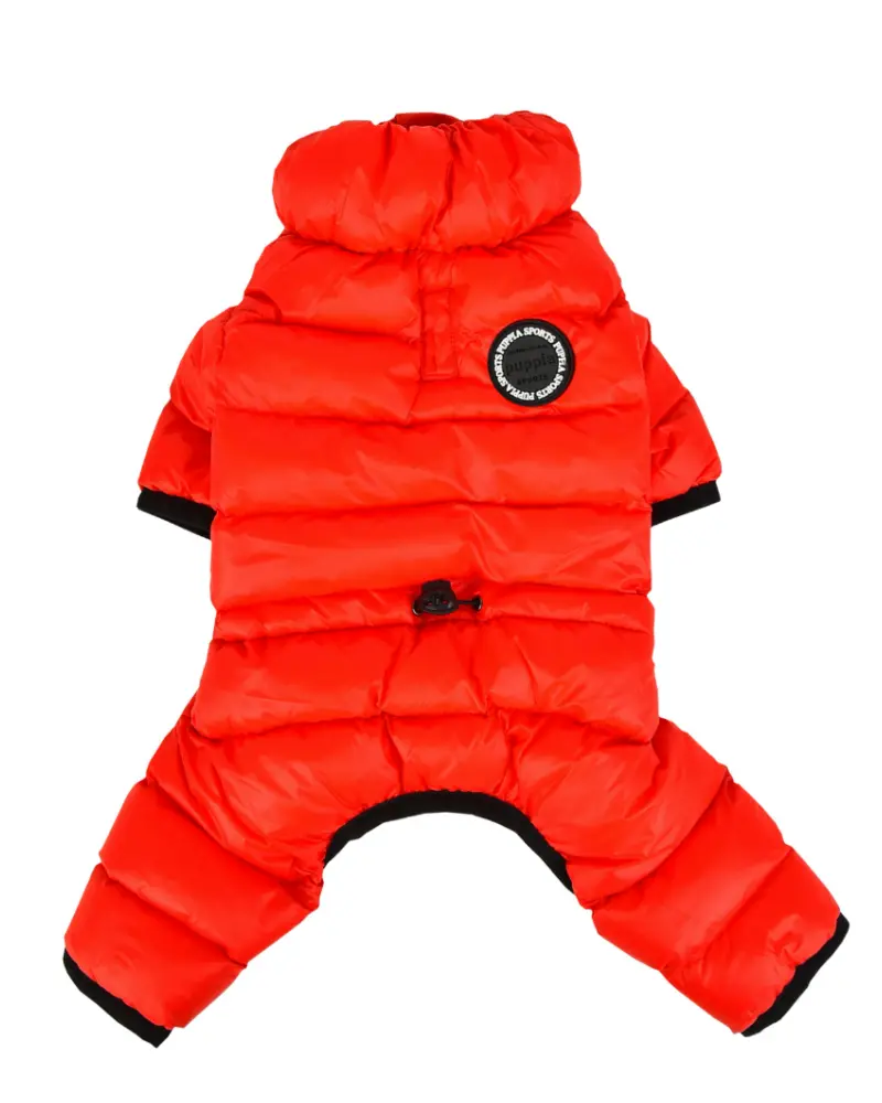 Ultra Light Winter Puffer Jumpsuit In Red 1