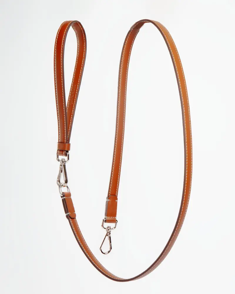 Leather Dog Leash In Tobacco Brown (Made In Italy) 1