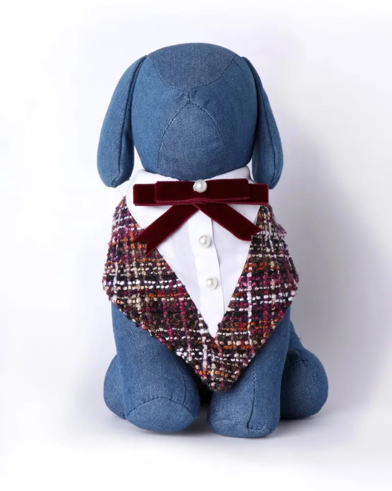 Vivian Formal Dog Bandana W/ Velvet Bow 2